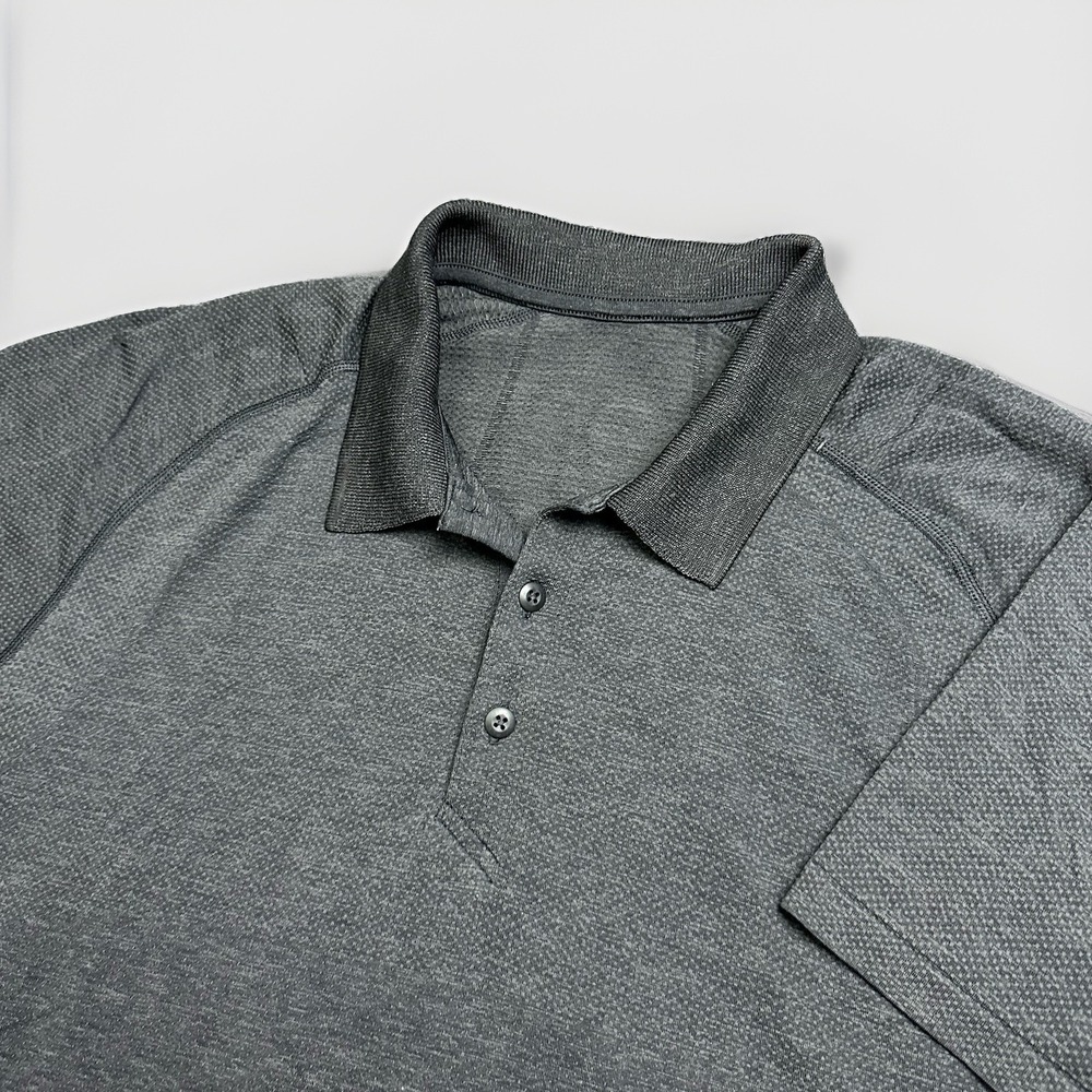 Lululemon Men's Metal Vent Tech Black Polo Shirt Mens L Performance Athleisure